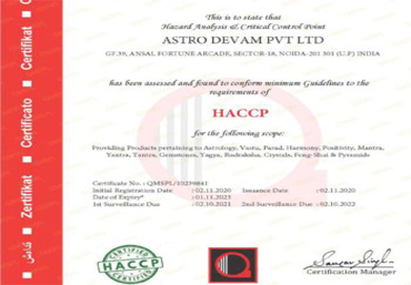 The HACCP Certificate Of Astrodevam